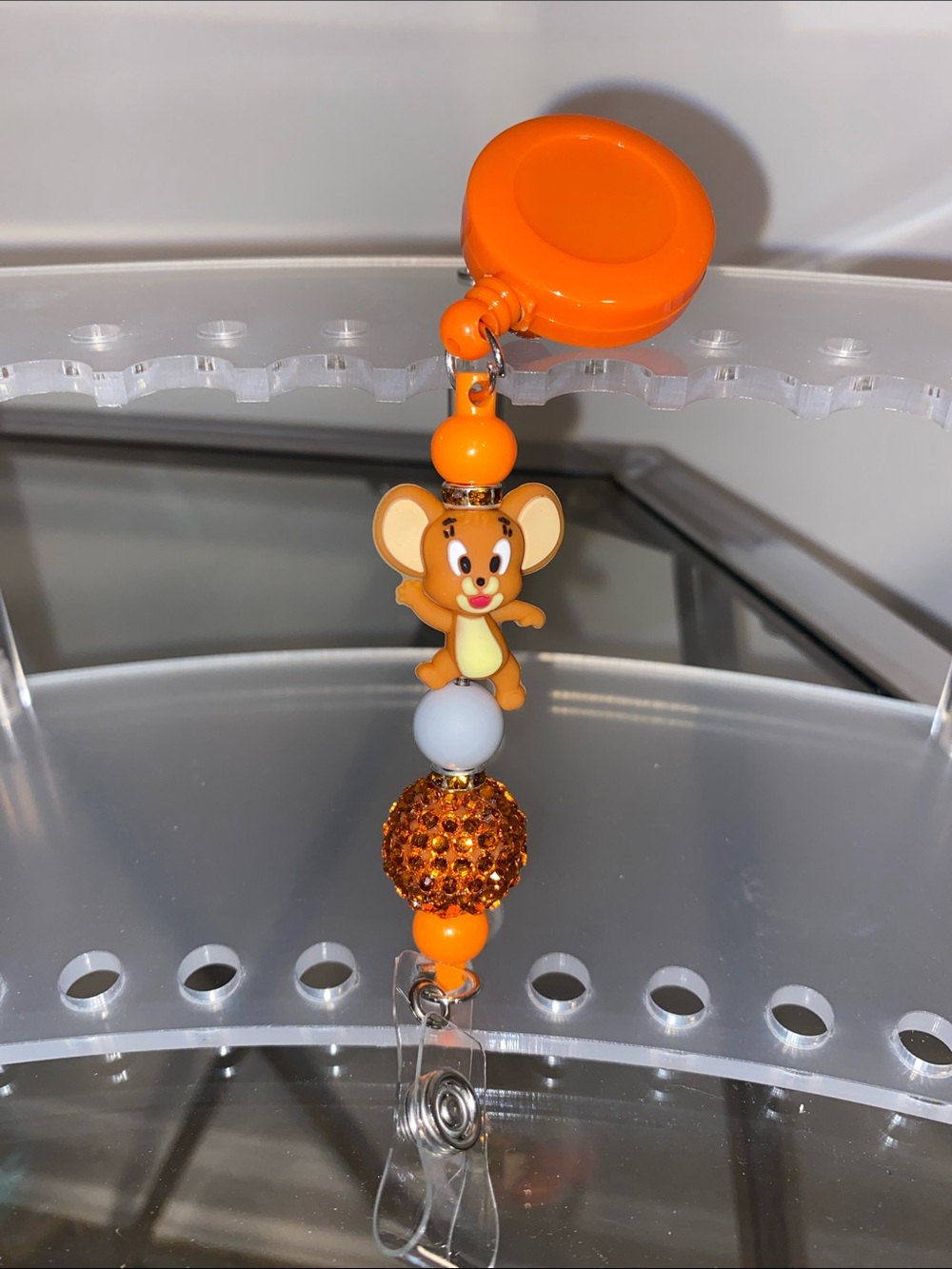 Orange Jerry Mouse Clip-On Badge Reel